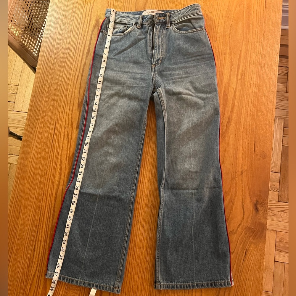 Marc by Marc Jacobs red trim mid waist straight leg jeans 25